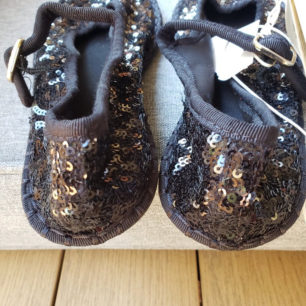 BNWT ZARA Mary Jane sequin jet black flats (30 - US 12 1/2) - Picture 9 of 9